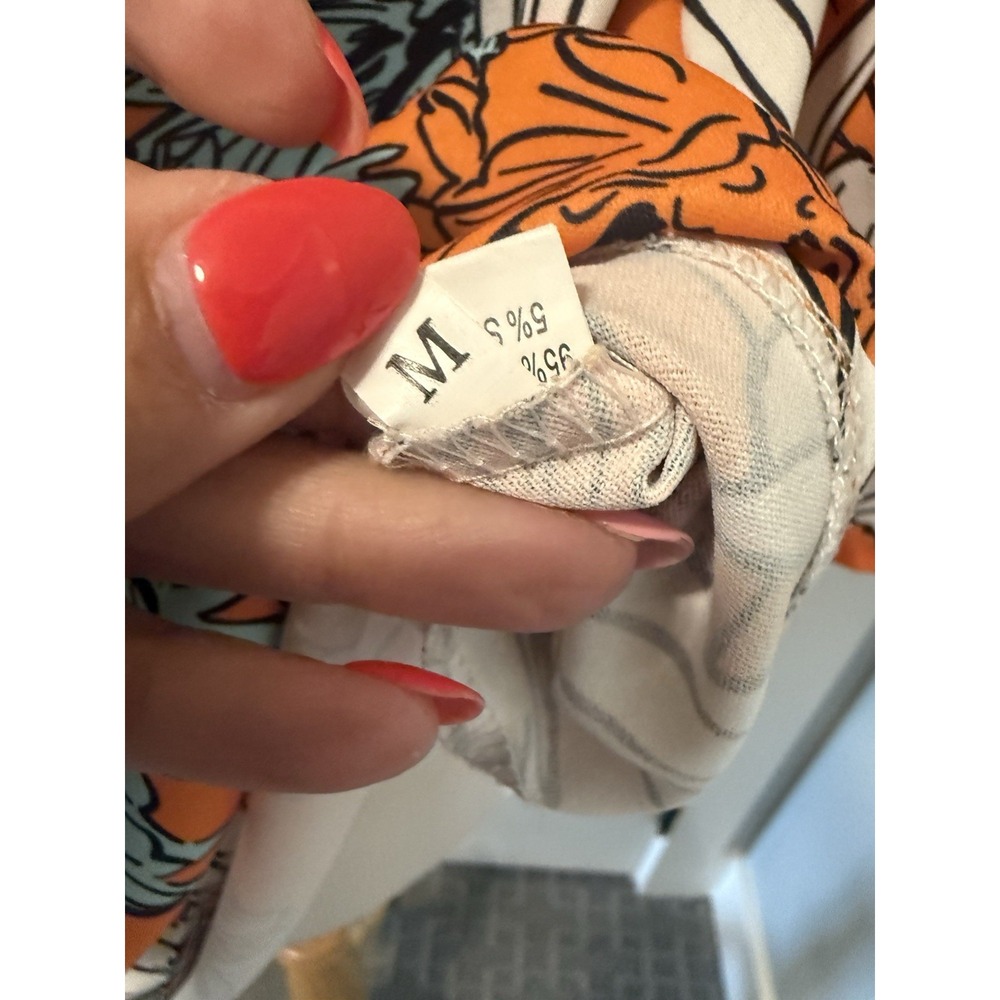 Sucrefas Floral Orange Blouse Front Tie Medium - Picture 5 of 6
